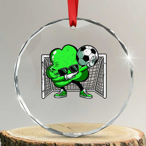 Funny Soccer Shamrock Crystal Glass Ornament Dabbing Player St. Patrick's Day TS02 Transparent Glass 3'' Circle Print Your Wear
