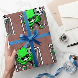 Funny Soccer Shamrock Wrapping Paper Roll Dabbing Player St. Patrick's Day TS02 Mocha Print Your Wear