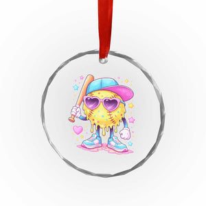 Funny Softball Drip Crystal Glass Ornament Ice Cream Sprinkles Softball Girls Kid TS10 Print Your Wear
