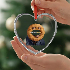 Funny Sonion Ring Cursed Meme Graphic Heart Crystal Glass Ornament Surreal Deep Fried Onion Ring Joke