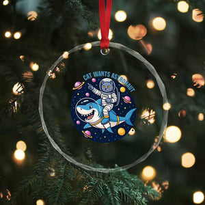 Funny Space Cat Wants Astronaut Crystal Glass Ornament Sharks Sci fi Fan Universe TS12 Print Your Wear