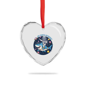 Funny Space Cat Wants Astronaut Heart Crystal Glass Ornament Sharks Sci fi Fan Universe TS12 Print Your Wear