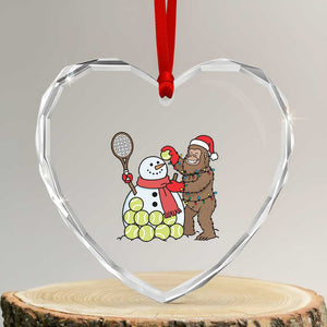 Funny Squatch Christmas Tennis Gift Heart Crystal Glass Ornament Bigfoot Player Enthusiast TS12 Transparent Glass 3'' Heart Print Your Wear