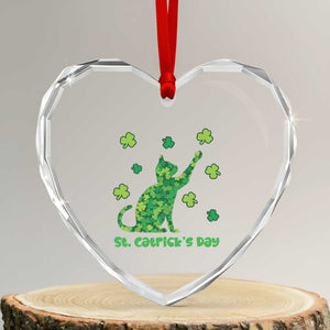 Funny St Catricks Day Heart Crystal Glass Ornament Lucky Shamrock Cat Saint Pattys TS12 Transparent Glass 3'' Heart Print Your Wear
