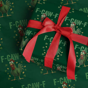 Funny St Patrick Day Wrapping Paper Roll F-Caw-F Lucky Chicken Meme TS14 Green Print Your Wear