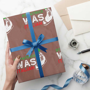 Funny St Patrick Was Italian Wrapping Paper Roll St Patrick's Day Italian Pinched Fingers Shamrock TS11 Mocha Print Your Wear