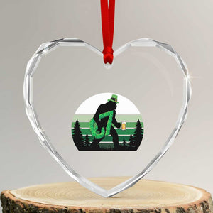 Funny St Patricks Bigfoot Says Six Seven Heart Crystal Glass Ornament Gen Z Irish Gift TS12 Transparent Glass 3'' Heart Print Your Wear
