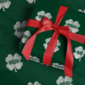 Funny St Patricks Day Bruh Wrapping Paper Roll Lucky Shamrock Vintage TS02 Green Print Your Wear