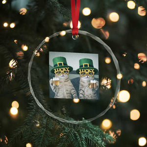Funny St Patricks Day Cats Drinking Beer Meme Crystal Glass Ornament TS14 Print Your Wear
