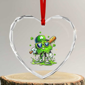 Funny St Patricks Day Clover Baseball Player Gift Heart Crystal Glass Ornament TS12 Transparent Glass 3'' Heart Print Your Wear