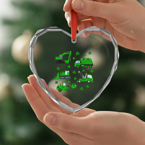 Funny St Patricks Day Construction Trucks Irish Shamrock Heart Crystal Glass Ornament TS11 Print Your Wear