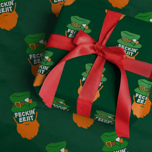 Funny St Patricks Day Wrapping Paper Roll Feckin Eejit Irish Slang Idiot Patty's Day TS02 Green Print Your Wear
