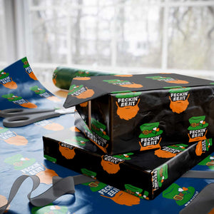 Funny St Patricks Day Wrapping Paper Roll Feckin Eejit Irish Slang Idiot Patty's Day TS02 Black Print Your Wear