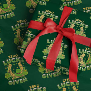 Funny St Patricks Day Wrapping Paper Roll Zero Lucks Given Irish Shamrock TS02 Green Print Your Wear