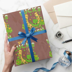 Funny St Patricks Day Wrapping Paper Roll Zero Lucks Given Irish Shamrock TS02 Mocha Print Your Wear