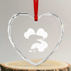 Funny St Patricks Day Dinosaur Shamrock Heart Crystal Glass Ornament TS11 Transparent Glass 3'' Heart Print Your Wear