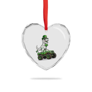 Funny St Patricks Day Dinosaur Truck Heart Crystal Glass Ornament Lucky Dino Gift TS12 Print Your Wear