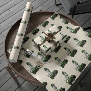 Funny St Patricks Day Dinosaur Truck Wrapping Paper Roll Lucky Dino Gift TS12 Beige Print Your Wear