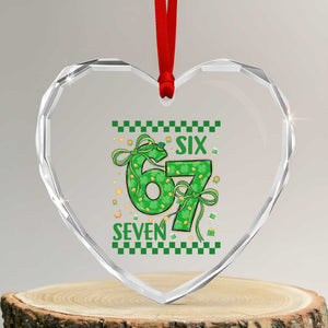 Funny St Patricks Day Heart Crystal Glass Ornament Six Seven Meme Irish Gag Gift TS12 Transparent Glass 3'' Heart Print Your Wear