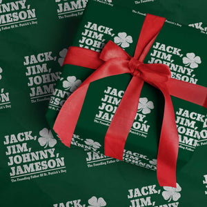 Funny St Patricks Day Irish Fathers Jack Jim Johnny Jameson Vintage Clover Wrapping Paper Roll TS11 Green Print Your Wear