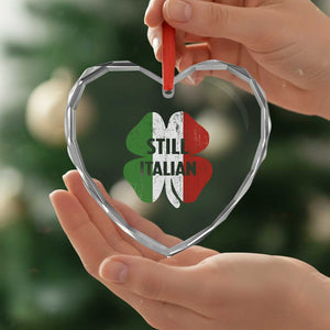 Funny St Patricks Day Italian Heart Crystal Glass Ornament Retro Vintage Shamrock Italy Flag TS10 Print Your Wear