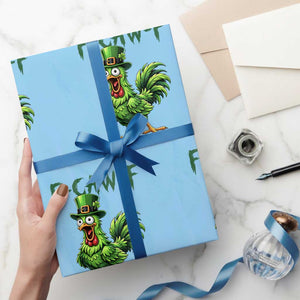 Funny St Patricks Day Lucky Chicken Wrapping Paper Roll F Caw F TS14 Light Blue Print Your Wear
