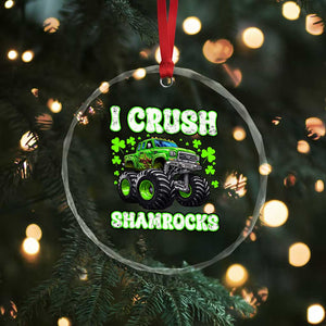 Funny St Patricks Day Monster Truck Crystal Glass Ornament I Crush Shamrocks Retro TS02 Print Your Wear