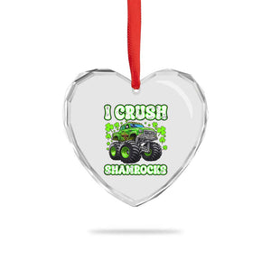 Funny St Patricks Day Monster Truck Heart Crystal Glass Ornament I Crush Shamrocks Retro TS02 Print Your Wear