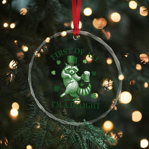 Funny St Patricks Day Raccoon Crystal Glass Ornament First Of All I Am A Delight Trash Panda Drinking Beer TS11 Print Your Wear