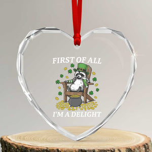 Funny St Patricks Day Raccoon Drinking Beer Heart Crystal Glass Ornament First Of All I Am Delight TS14 Transparent Glass 3'' Heart Print Your Wear