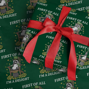 Funny St Patricks Day Raccoon Drinking Beer Wrapping Paper Roll First Of All I Am Delight TS14 Green Print Your Wear