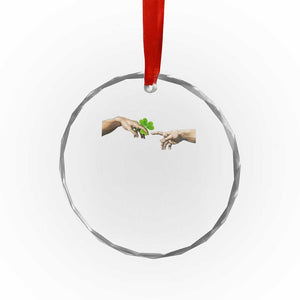 Funny St Patricks Day Shamrock The Creation of Adam Meme Crystal Glass Ornament TS11 Print Your Wear