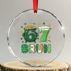 Funny St Patricks Day Six Seven Meme Crystal Glass Ornament Irish American Gift TS12 Transparent Glass 3'' Circle Print Your Wear