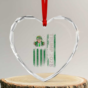 Funny St Patrick's Day Trump 2025 Heart Crystal Glass Ornament Beer Drinking Day American Flag Vintage TS02 Transparent Glass 3'' Heart Print Your Wear