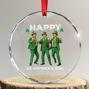 Funny St Patrick's Day Trump Crystal Glass Ornament Dancing Saint Patrick TS02 Transparent Glass 3'' Circle Print Your Wear