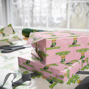Funny St Patrick's Day Trump Wrapping Paper Roll Everybody in Pub Gettin Lucky TS02 Light Pink Print Your Wear