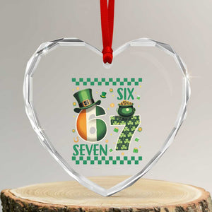 Funny St Patricks Six Seven Heart Crystal Glass Ornament Gen Z Irish Gift TS12 Transparent Glass 3'' Heart Print Your Wear