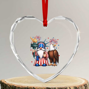Funny Statue Of Liberty Gnome Heart Crystal Glass Ornament Patriotic 4th Of July