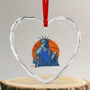 Funny Statue Of Liberty Hoops Fan Heart Crystal Glass Ornament New York Sports Gift