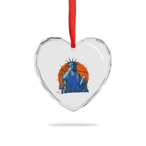 Funny Statue Of Liberty Hoops Fan Heart Crystal Glass Ornament New York Sports Gift