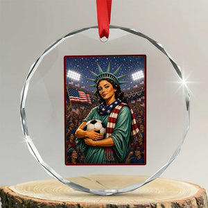 Funny Statue Of Liberty Soccer Gift Crystal Glass Ornament USA Football Pride