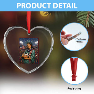 Funny Statue Of Liberty Soccer Gift Heart Crystal Glass Ornament USA Football Pride