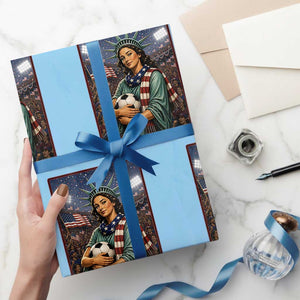 Funny Statue Of Liberty Soccer Gift Wrapping Paper Roll USA Football Pride