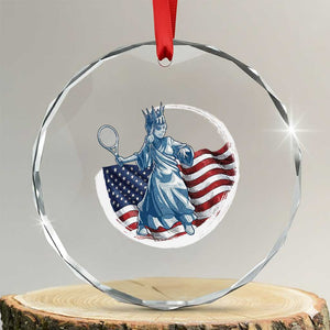 Funny Statue Of Liberty Tennis Player Crystal Glass Ornament USA Pride Female Tennis Gift TS12 Transparent Glass 3'' Circle Print Your Wear