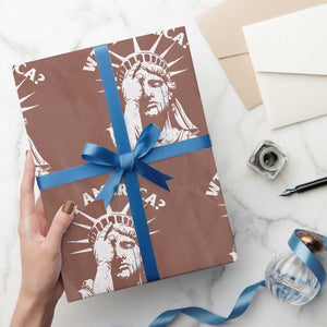 Funny Statue Of Liberty WTF America Wrapping Paper Roll TS11 Mocha Print Your Wear