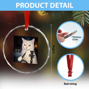 Funny Stoner Cat Crystal Glass Ornament 420 Stoner Smoking Cat Cannabis Lover Meme TS14 Print Your Wear