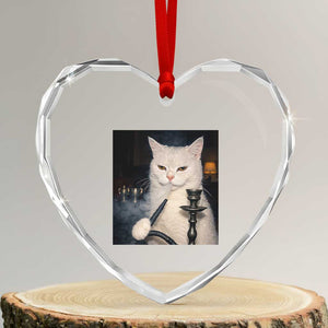 Funny Stoner Cat Heart Crystal Glass Ornament 420 Stoner Smoking Cat Cannabis Lover Meme TS14 Transparent Glass 3'' Heart Print Your Wear