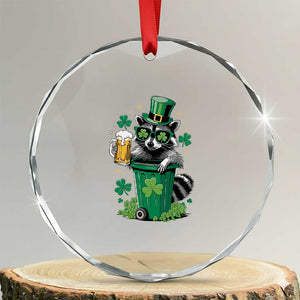 Funny St.Patrick's Day Raccoon Crystal Glass Ornament Patrick Drinking Irish TS02 Transparent Glass 3'' Circle Print Your Wear