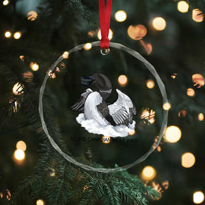 Funny Stupid Canadian Wolf Bird Crystal Glass Ornament Common Loon with Hockey Puck Bird Meme TS02 Print Your Wear