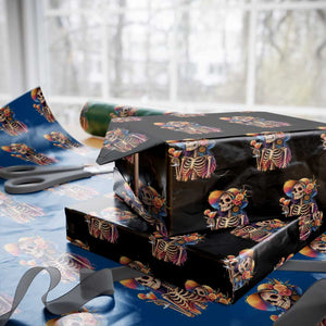 Funny Summer Sugar Skull Cocktail Lover Wrapping Paper Roll TS12 Black Print Your Wear